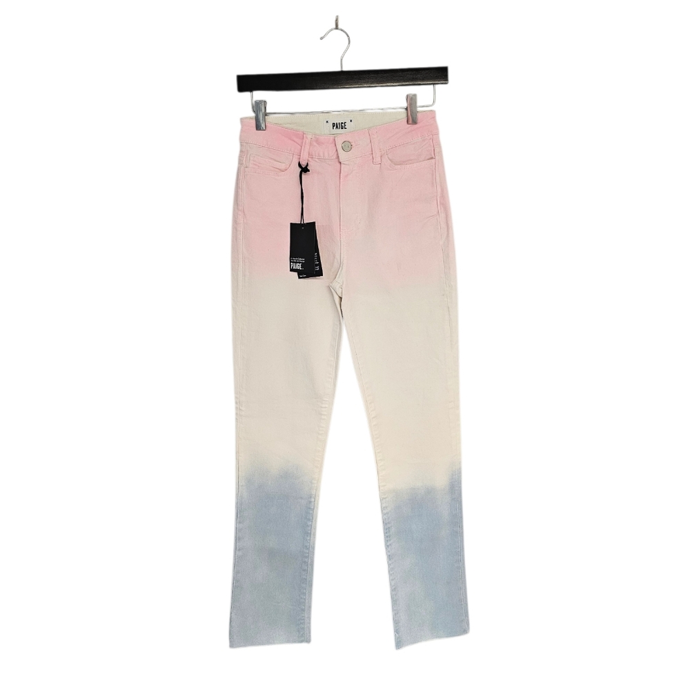 Paige Hoxton Slim Highrise Straight Slim Leg Tie Dye Color Block Jeans 25 NWT